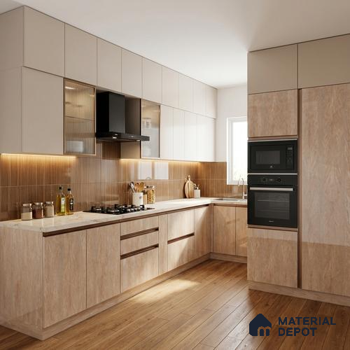 Wooden Look LM 19490 B Bengali Mango Wood High Gloss Finish 8 ft x 4 ft Decorative Laminate - 1 mm | Suitable for TV Unit, Wardrobe, Kitchen Cabinets