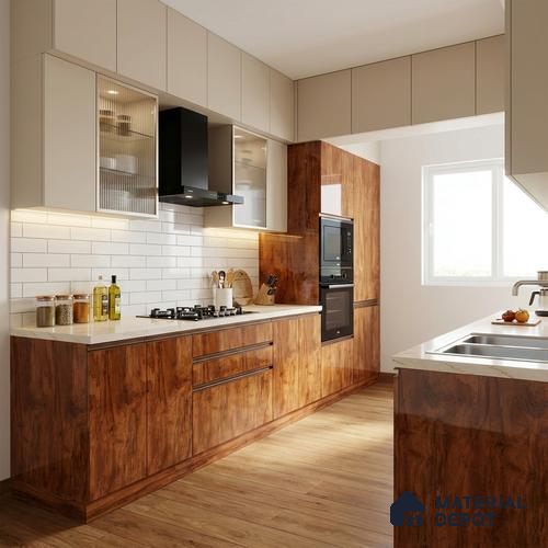 Wooden Look LM 19500 B Novacento Pine Wood High Gloss Finish 8 ft x 4 ft Decorative Laminate - 1 mm | Suitable for TV Unit, Wardrobe, Kitchen Cabinets