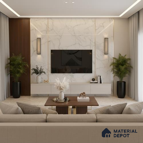 Beige Marble look LM 20836 8 ft x 4 ft High Gloss Finish 6H anti-scratch Acrylic Laminate - 1.5 mm