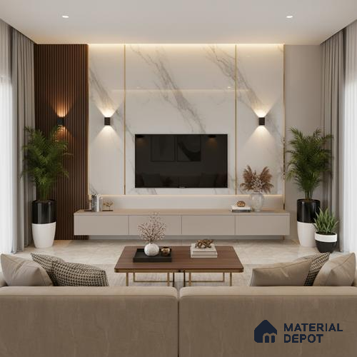 Beige Marble look LM 20837 8 ft x 4 ft High Gloss Finish 6H anti-scratch Acrylic Laminate - 1.5 mm