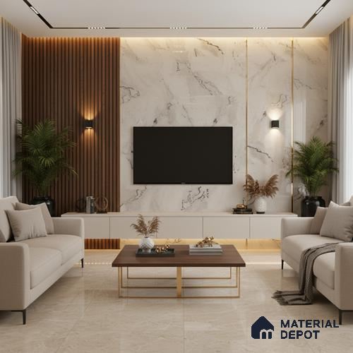 Beige Marble look LM 20844 8 ft x 4 ft High Gloss Finish 6H anti-scratch Acrylic Laminate - 1.5 mm