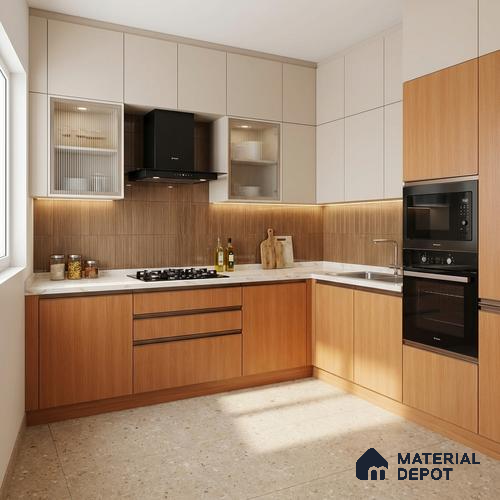 Wooden Look LM 21035 8 ft x 4 ft Suede Finish Decorative Laminate - 1 mm | Suitable for TV Unit, Wardrobe, Kitchen Cabinets