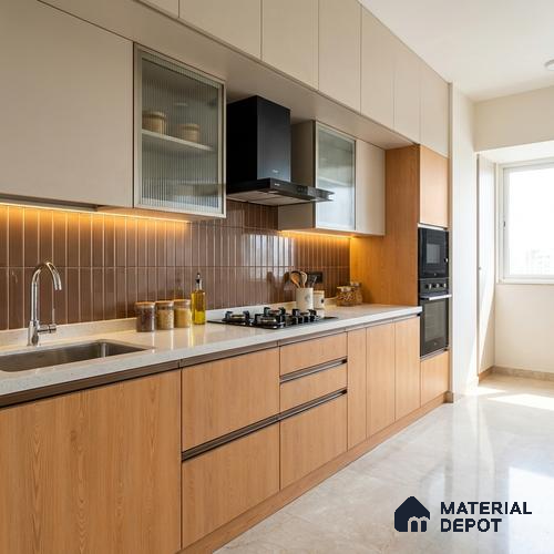 Wooden Look LM 21044 8 ft x 4 ft Suede Finish Decorative Laminate - 1 mm | Suitable for TV Unit, Wardrobe, Kitchen Cabinets