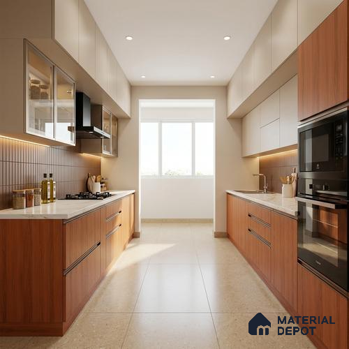 Wooden Look LM 21117 C Saffron Wood Zig Wave Texture Finish 8 ft x 4 ft Decorative Laminate - 1 mm | Suitable for TV Unit, Wardrobe, Kitchen Cabinets