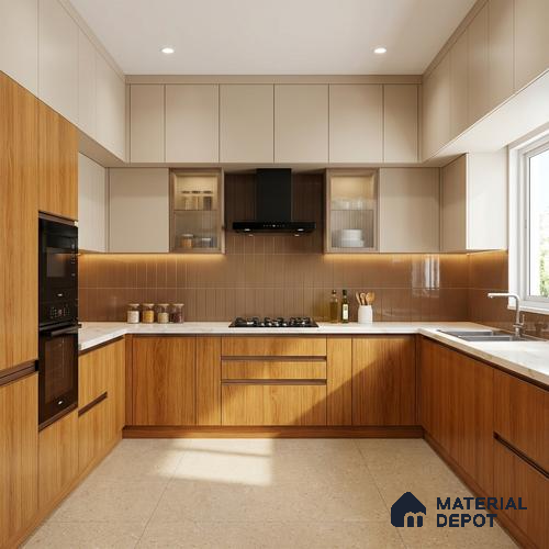 Wooden Look LM 21120 G Golden Elm Wooden Suede Finish 8 ft x 4 ft Decorative Laminate - 1 mm | Suitable for TV Unit, Wardrobe, Kitchen Cabinets