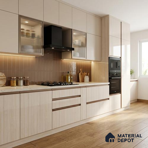 Wooden Look LM 21121 F Vanilla Timber Wooden High Gloss Finish 8 ft x 4 ft Decorative Laminate - 1 mm | Suitable for TV Unit, Wardrobe, Kitchen Cabinets