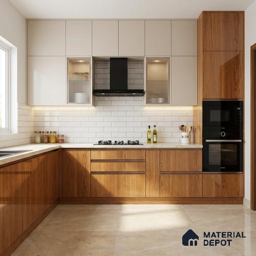 Wooden Look LM 21122 Regal Teak Wooden High Gloss Finish 8 ft x 4 ft Decorative Laminate - 1 mm | Suitable for TV Unit, Wardrobe, Kitchen Cabinets