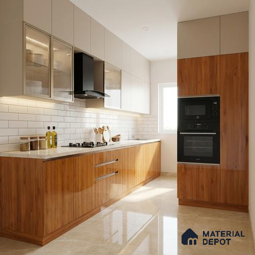 Wooden Look LM 21123 C Amberveil Wooden High Gloss Finish 8 ft x 4 ft Decorative Laminate - 1 mm | Suitable for TV Unit, Wardrobe, Kitchen Cabinets