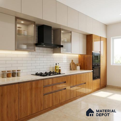 Wooden Look LM 21124 D Valmere Oak Wooden High Gloss Finish 8 ft x 4 ft Decorative Laminate - 1 mm | Suitable for TV Unit, Wardrobe, Kitchen Cabinets