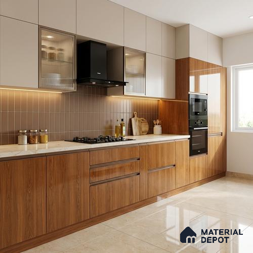 Wooden Look LM 21125 Montevec Wood Wooden High Gloss Finish 8 ft x 4 ft Decorative Laminate - 1 mm | Suitable for TV Unit, Wardrobe, Kitchen Cabinets