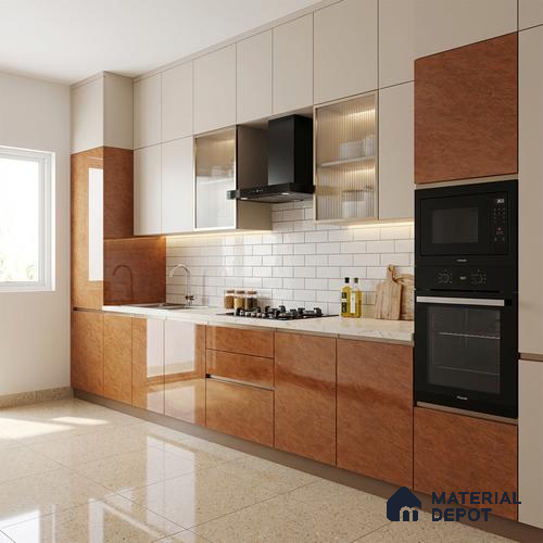 Wooden Look LM 21128 C Autumn Ridge Wooden High Gloss Finish 8 ft x 4 ft Decorative Laminate - 1 mm | Suitable for TV Unit, Wardrobe, Kitchen Cabinets