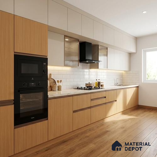 Wooden Look LM 21129 E Honey Wood Wooden Suede Finish 8 ft x 4 ft Decorative Laminate - 1 mm | Suitable for TV Unit, Wardrobe, Kitchen Cabinets