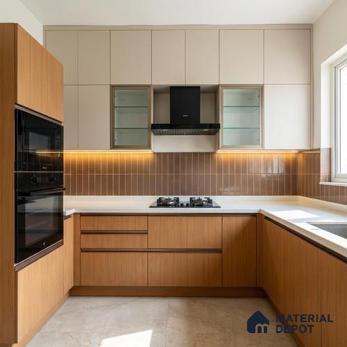 Wooden Look LM 21129 F Honey Wood Zig Wave Texture Finish 8 ft x 4 ft Decorative Laminate - 1 mm | Suitable for TV Unit, Wardrobe, Kitchen Cabinets