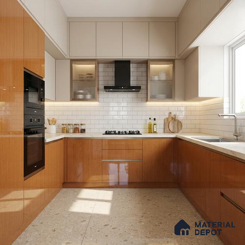 Wooden Look LM 21132 B Granello Oak Wooden High Gloss Finish 8 ft x 4 ft Decorative Laminate - 1 mm | Suitable for TV Unit, Wardrobe, Kitchen Cabinets
