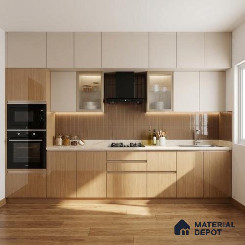 Wooden Look LM 21133 B Granello Oak Light Wooden High Gloss Finish 8 ft x 4 ft Decorative Laminate - 1 mm | Suitable for TV Unit, Wardrobe, Kitchen Cabinets