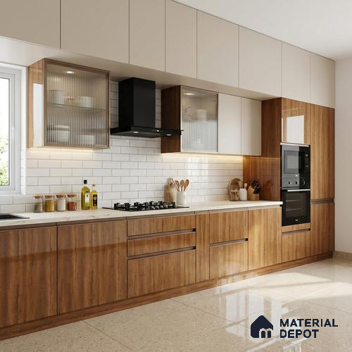 Wooden Look LM 21398 Regal Dark 8 ft x 4 ft High Gloss Finish Decorative Laminate - 1 mm | Suitable for TV Unit, Wardrobe, Kitchen Cabinets