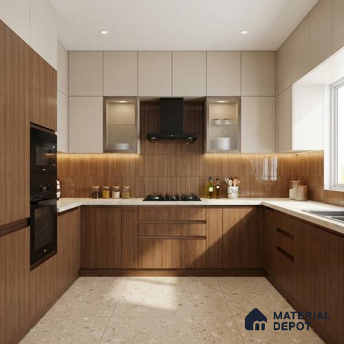 Wooden Look LM 21408 African Walnut Light 8 ft x 4 ft Texture Finish Decorative Laminate - 1 mm | Suitable for TV Unit, Wardrobe, Kitchen Cabinets