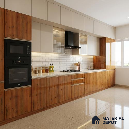 Wooden Look LM 21411 Royal Oak 8 ft x 4 ft Shiny Wood Finish Decorative Laminate - 1 mm | Suitable for TV Unit, Wardrobe, Kitchen Cabinets