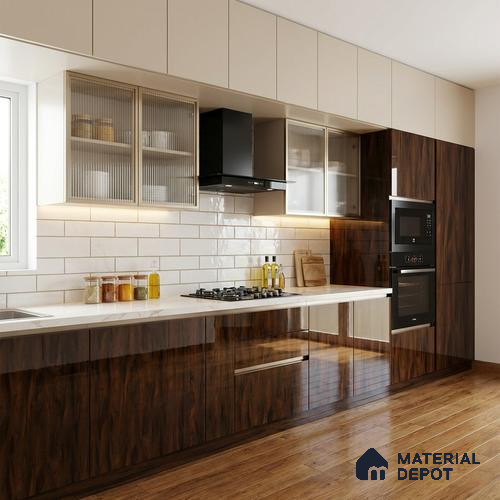Wooden Look LM 21412 Truffed Figurato 8 ft x 4 ft Shiny Wood Finish Decorative Laminate - 1 mm | Suitable for TV Unit, Wardrobe, Kitchen Cabinets