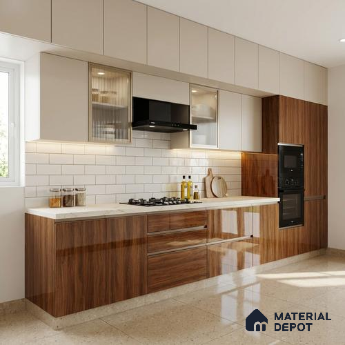 Wooden Look LM 21413 Cherry Wood 8 ft x 4 ft Shiny Wood Finish Decorative Laminate - 1 mm | Suitable for TV Unit, Wardrobe, Kitchen Cabinets