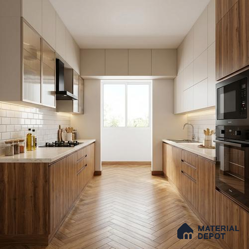 Wooden Look LM 21424 Swiss Walnut 8 ft x 4 ft Texture Finish Decorative Laminate - 1 mm | Suitable for TV Unit, Wardrobe, Kitchen Cabinets