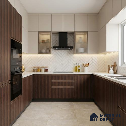 Wooden Look LM 21444 Smoked Walnut 8 ft x 4 ft Texture Finish Decorative Laminate - 1 mm | Suitable for TV Unit, Wardrobe, Kitchen Cabinets
