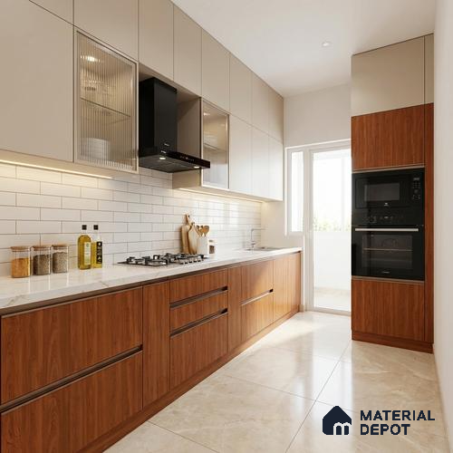 Wooden Look LM 21447 Classic Teak 8 ft x 4 ft Suede Finish Decorative Laminate - 1 mm | Suitable for TV Unit, Wardrobe, Kitchen Cabinets