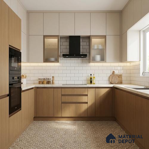 Wooden Look LM 21456 Robust Wood Light 8 ft x 4 ft Suede Finish Decorative Laminate - 1 mm | Suitable for TV Unit, Wardrobe, Kitchen Cabinets