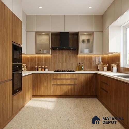 Wooden Look LM 21565 Rustic Honey 8ft x 4ft Texture Finish Decorative Laminate - 1 mm | Suitable for TV Unit, Wardrobe, Kitchen Cabinets