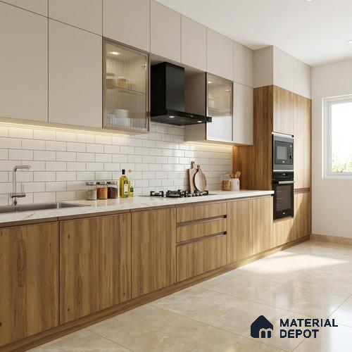 Wooden Look LM 21584 Soft Teak 8ft x 4ft Texture Finish Decorative Laminate - 1 mm | Suitable for TV Unit, Wardrobe, Kitchen Cabinets