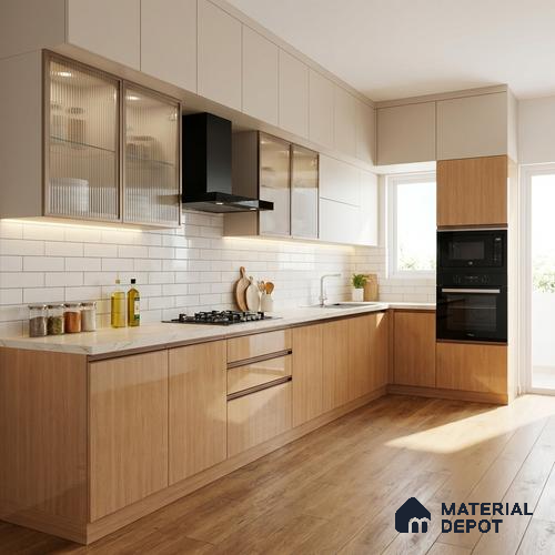 Wooden Look LM 23358 Nordic Elm 8 ft x 4 ft High Gloss Finish 6H Anti Scratch Acrylic Laminate - 1.5 mm | Suitable for Kitchen Cabinet, TV Unit, Wardrobe