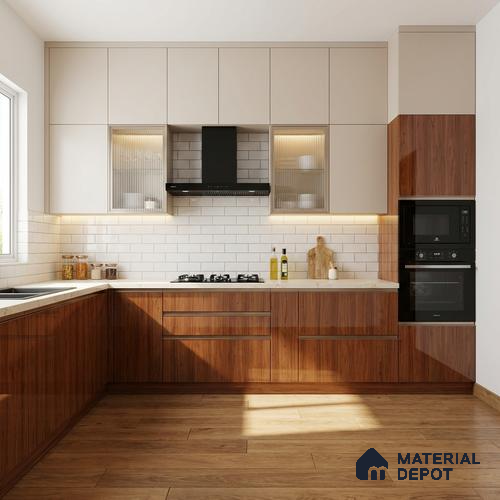 Wooden Look LM 23364 Walnut Crest 8 ft x 4 ft High Gloss Finish 6H Anti Scratch Acrylic Laminate - 1.5 mm | Suitable for Kitchen Cabinet, TV Unit, Wardrobe