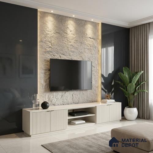 Fluted Solid Color Look LM 23460 (A GLT 06) Deep Navy 8 ft x 4 ft Glittery Flute High Gloss Finish Decorative Laminate - 1 mm | Suitable for TV Unit, Wardrobe, Kitchen Cabinets