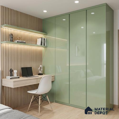 LM 23462 (A GLT 04) Lush Mint 8 ft x 4 ft Glittery Flute High Gloss Finish Decorative Laminate - 1 mm | Suitable for Living Room, Kitchen, Office
