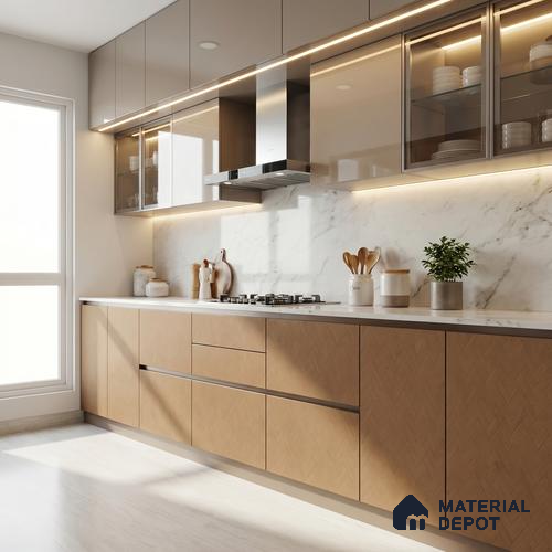 Patterned Look LM 23466 Golden Melon 8 ft x 4 ft Aged Wood Finish Decorative Laminate - 1 mm | Suitable for TV Unit, Wardrobe, Kitchen Cabinets