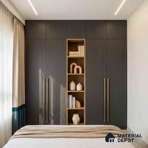 Fluted Solid Color Look LM 23472 (MF 404) Peach Royale 8 ft x 4 ft Micro Fluted Finish Decorative Laminate - 1 mm | Suitable for TV Unit, Wardrobe, Kitchen Cabinets