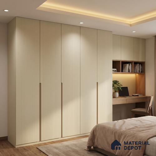 Fluted Solid Color Look LM 23473 Divine Pink 8 ft x 4 ft Micro Fluted Finish Decorative Laminate - 1 mm | Suitable for TV Unit, Wardrobe, Kitchen Cabinets