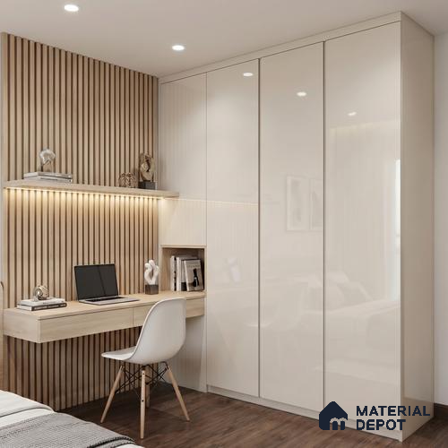 LM 23474 (HG 406) Off White 8 ft x 4 ft High Gloss Finish Decorative Laminate - 1 mm | Suitable for Living Room, Kitchen, Office