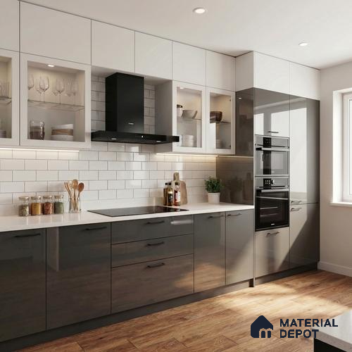 LM 23484 (HG 405) Deep Black 8 ft x 4 ft High Gloss Finish Decorative Laminate - 1 mm | Suitable for Living Room, Kitchen, Office