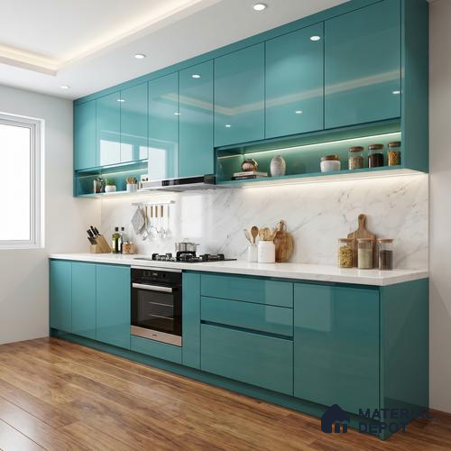 LM 23487 (HG 430) Sky Blue 8 ft x 4 ft High Gloss Finish Decorative Laminate - 1 mm | Suitable for Living Room, Kitchen, Office