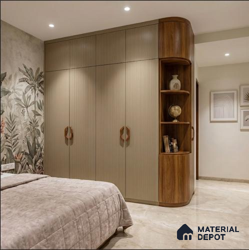 Fluted Solid Color Look LM 23493 Bristol Pink 8 ft x 4 ft Micro Fluted Finish Decorative Laminate - 1 mm | Suitable for TV Unit, Wardrobe, Kitchen Cabinets