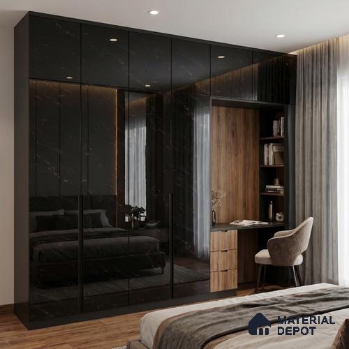 LM 23499 Ebony Galaxy 8 ft x 4 ft High Gloss Finish Decorative Laminate - 1 mm | Suitable for TV Unit, Wardrobe, Kitchen Cabinets