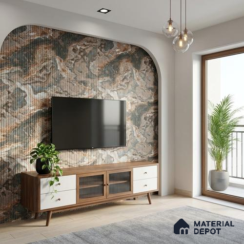 Marble Fluted Look LM 23501 Wenge Wood 8 ft x 4 ft Bamboo Bliss Finish Decorative Laminate - 1 mm | Suitable for TV Unit, Wardrobe, Kitchen Cabinets