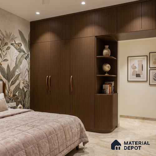 Fluted Solid Color Look LM 23502 Cedar plank 8 ft x 4 ft Bamboo Bliss Finish Decorative Laminate - 1 mm | Suitable for TV Unit, Wardrobe, Kitchen Cabinets