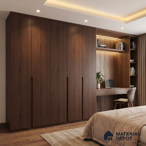 Wooden Look LM 23509 Midnight Mahogany 8 ft x 4 ft Amber Oak Finish Decorative Laminate - 1 mm | Suitable for TV Unit, Wardrobe, Kitchen Cabinets