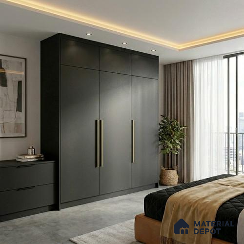 LM 23525 (SMT 405) Deep Black 8 ft x 4 ft Super Matte Finish Decorative Laminate - 1 mm | Suitable for Living Room, Kitchen, Office