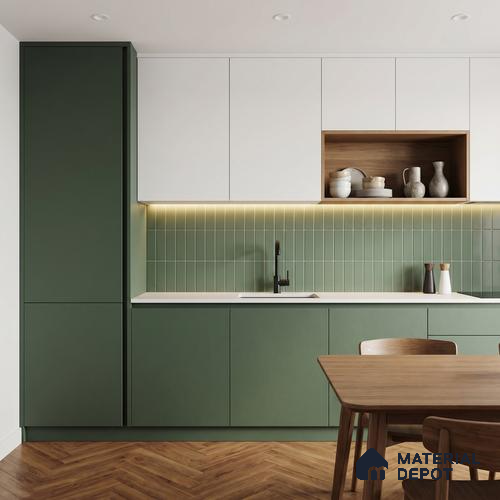 LM 23532 (SMT 415) Satin Olive 8 ft x 4 ft Super Matte Finish Decorative Laminate - 1 mm | Suitable for Living Room, Kitchen, Office
