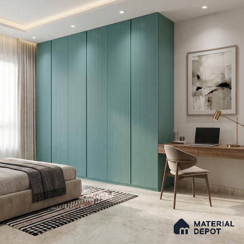 Fluted Solid Color Look LM 23533 (MF 430) Sky Blue 8 ft x 4 ft Micro Fluted Finish Decorative Laminate - 1 mm | Suitable for TV Unit, Wardrobe, Kitchen Cabinets