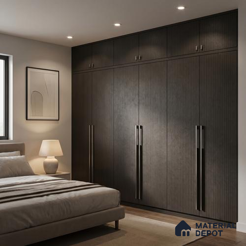 Fluted Solid Color Look LM 23537 (BB 924) Cinder Night Sky 8 ft x 4 ft Aged Radiance Finish Decorative Laminate - 1 mm | Suitable for TV Unit, Wardrobe, Kitchen Cabinets