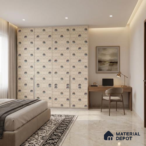 LM 23547 Ivory Essence 8 ft x 4 ft Digital Textured Finish Decorative Laminate - 1 mm | Suitable for TV Unit, Wardrobe, Kitchen Cabinets